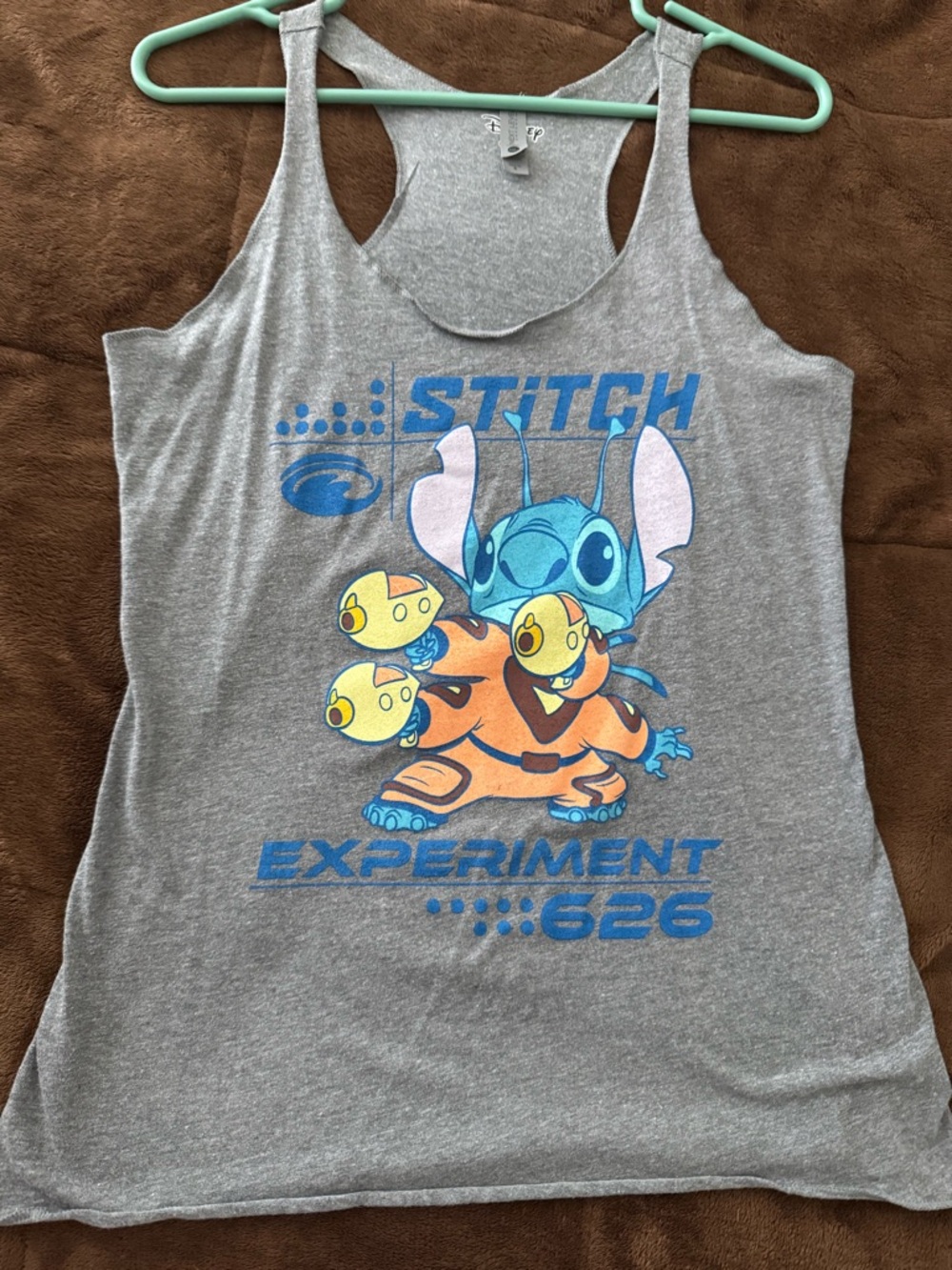Next Level Apparel Gray Racerback Tank with Small Disney Logo